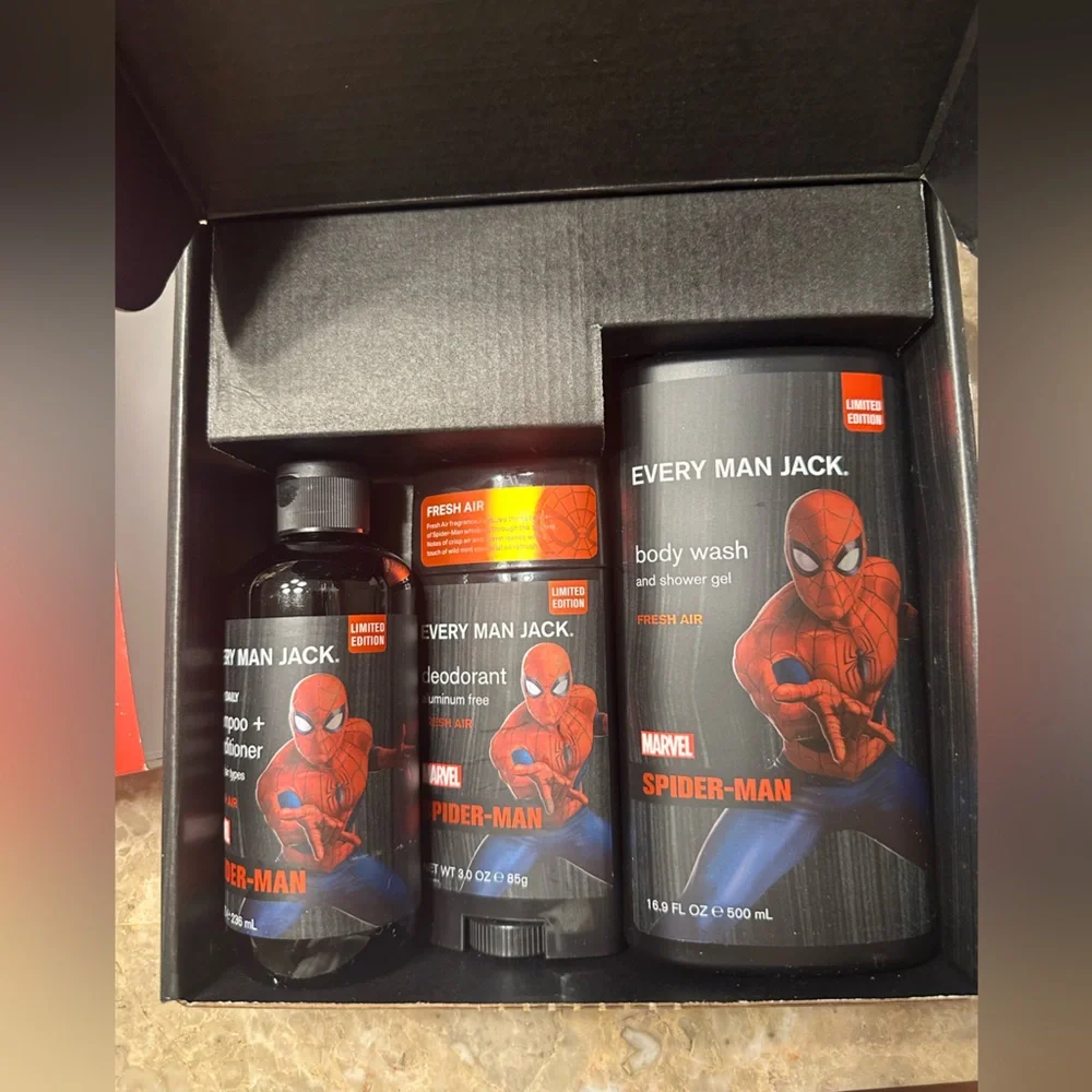 Spider Man Marvel EVERY MAN JACK Ltd Ed Body Wash Deodorant Shampoo Set New